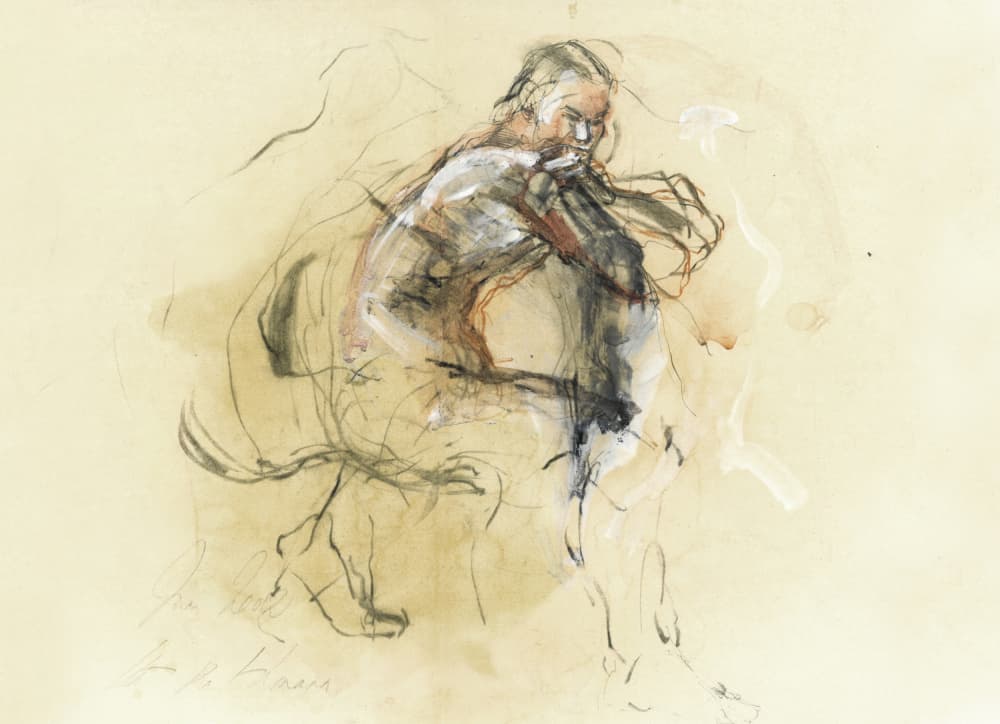 Pensive Figure Sketch by Ute Rathmann — canvas wall art