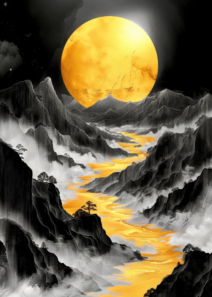 Golden Moon River by Justyna Jaszke — canvas wall art