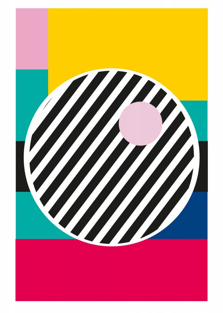 Geometric Memphis Circle by SERGIO ORTIZ — canvas wall art