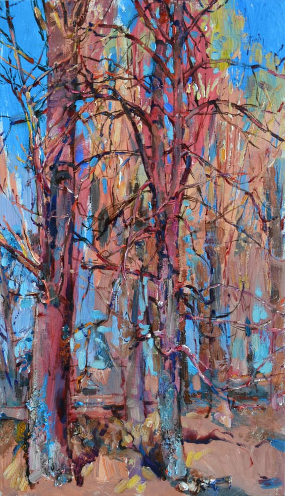 Colorful Forest Trees by Andrii Kutsachenko — canvas wall art