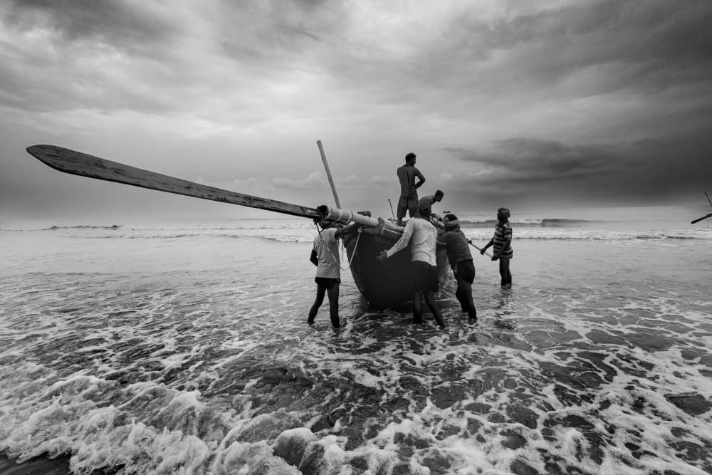 Coastal Fishermen Push by Prithul Das — canvas wall art