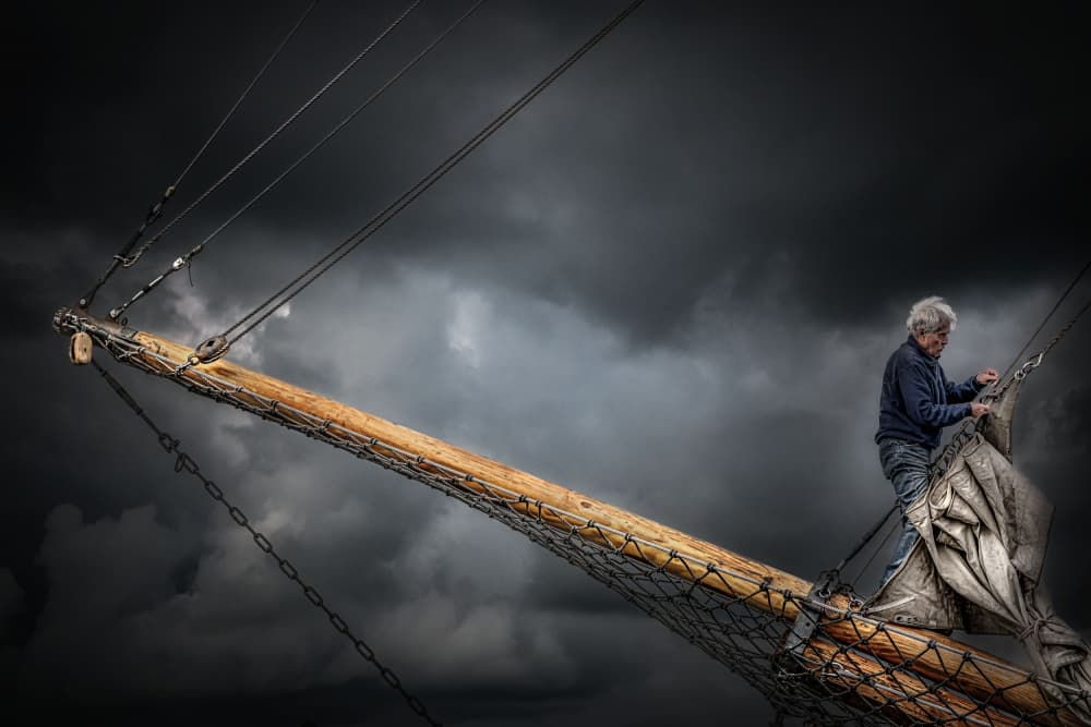 Old Sailor Dark Sky by Michael Eßig — canvas wall art
