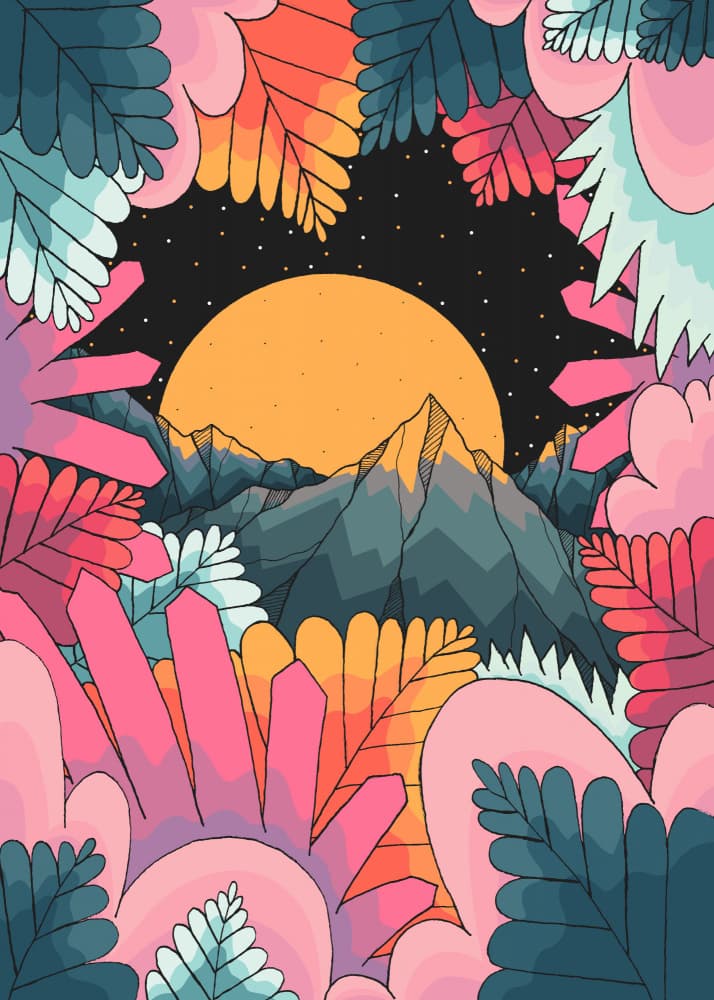 Dreamy Mountain Jungle by Stephen Wade — canvas wall art