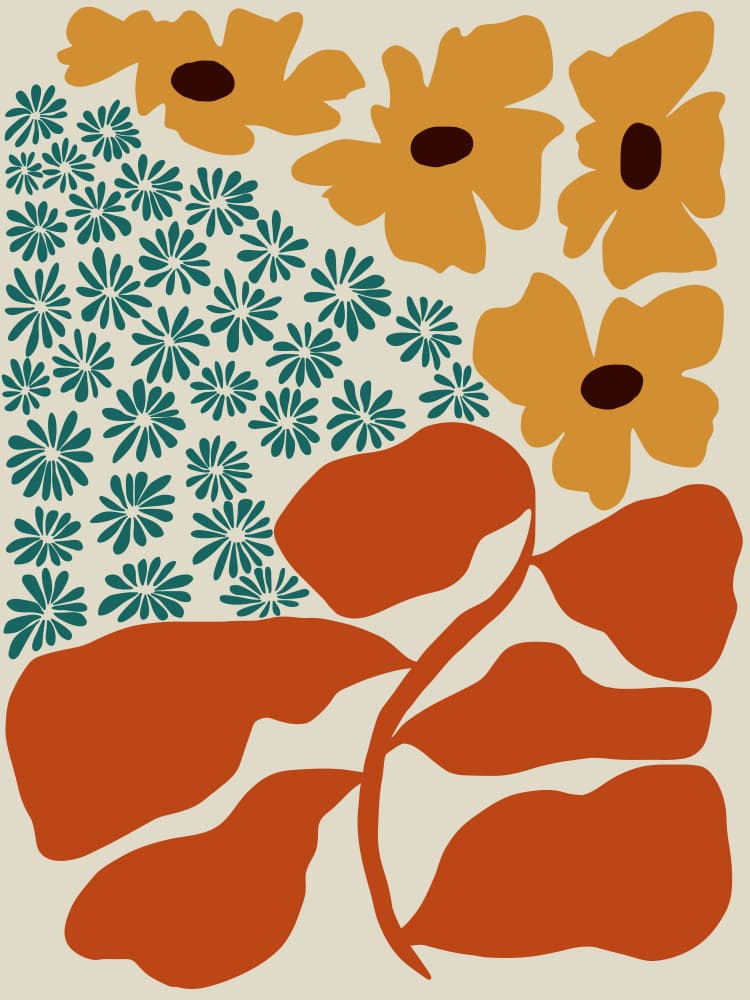 Organic Boho Blooms by Miho Art Studio — canvas wall art