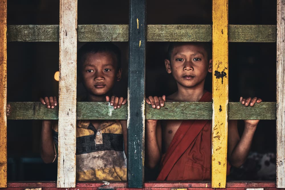 Curious Window Children by Marco Tagliarino — canvas wall art