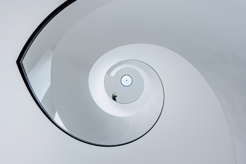 White Architectural Spiral by fotomarion — canvas wall art