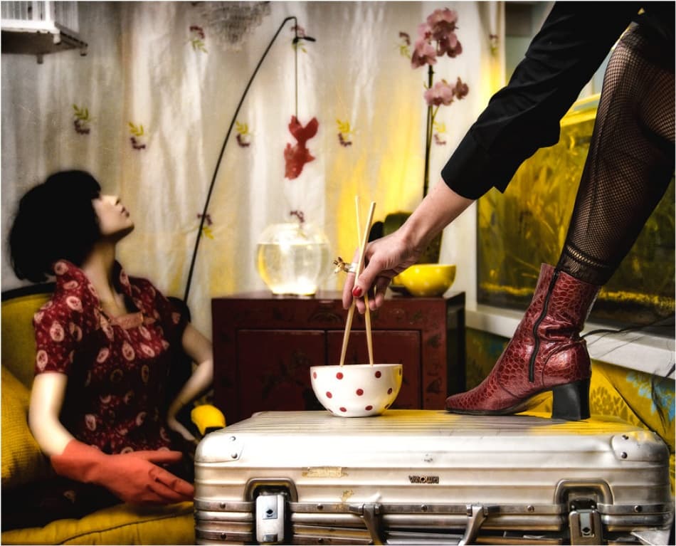 Chopsticks Red Boot Mystery by ambra — canvas wall art