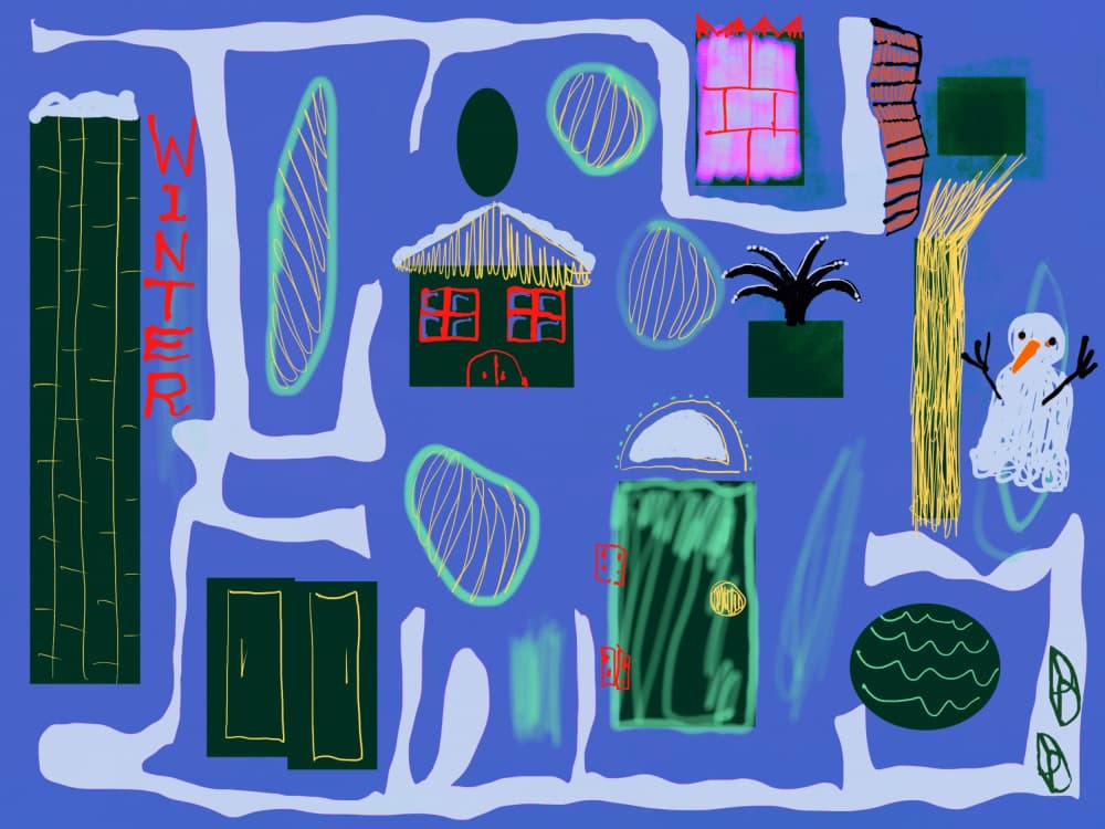 Cozy Winter Snow Scene by dirk kruithof — canvas wall art