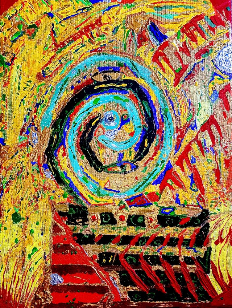 Dynamic Abstract Spiral by mnemonixART — canvas wall art