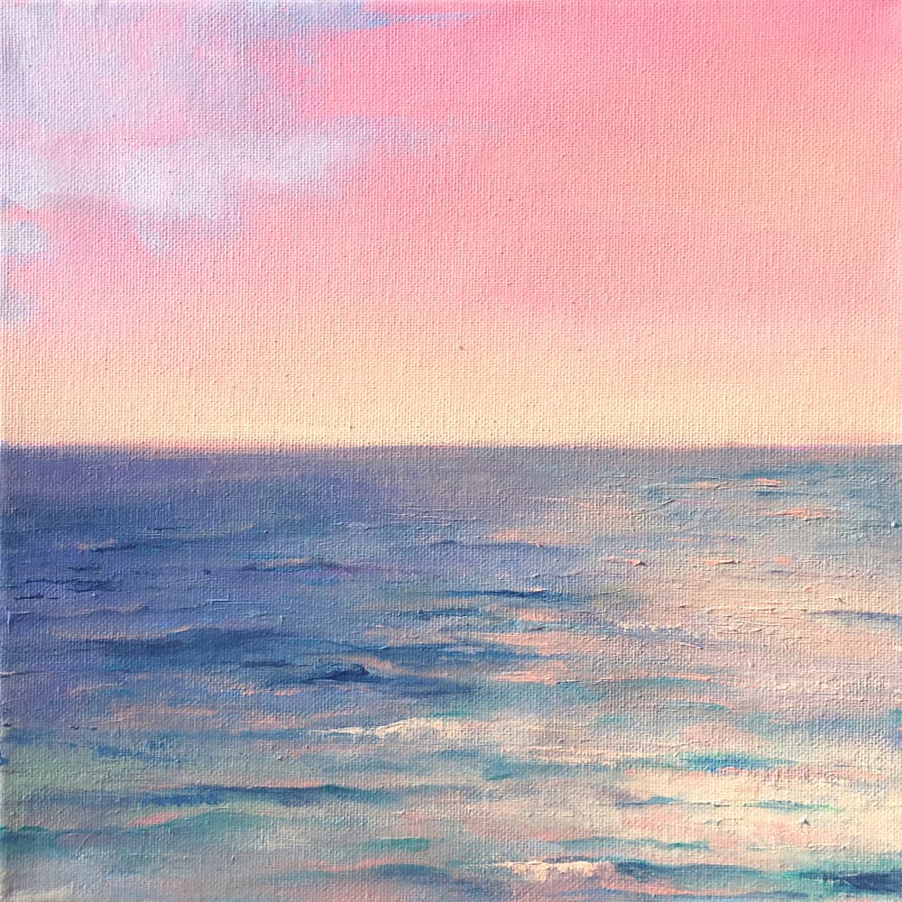 Pink Sky Ocean Horizon by Christine Lindstrom — canvas wall art