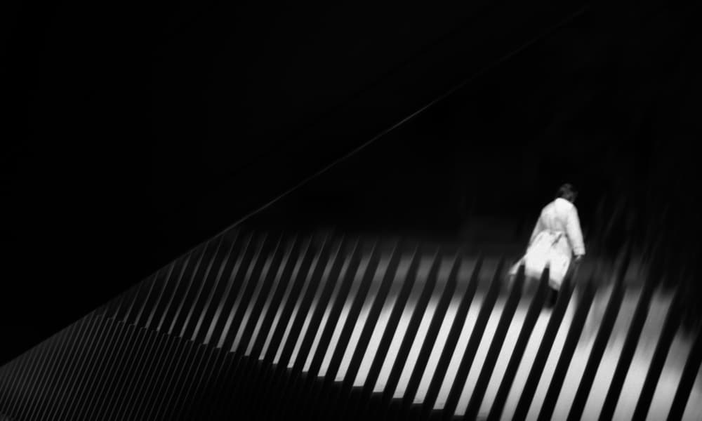 Diagonal Stripes Lone Figure by Teruhiko Tsuchida — canvas wall art