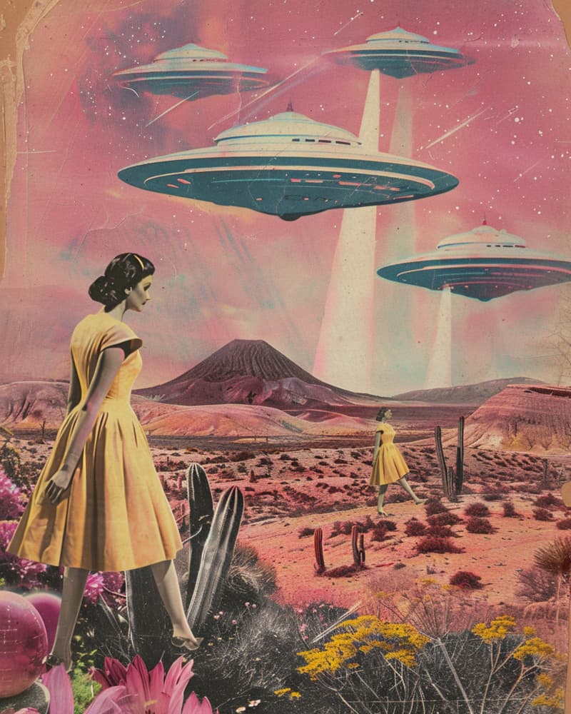 Vintage Desert UFO Women by Samantha Hearn — canvas wall art