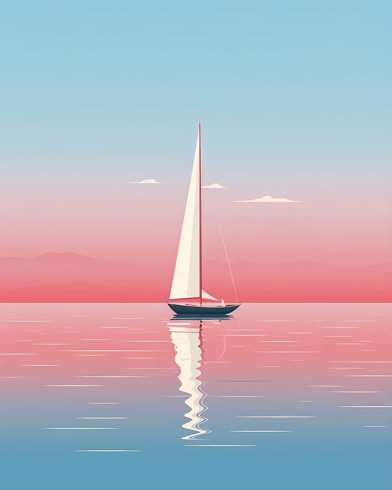 Serene Sailboat Reflection by Emiliano Deificus — canvas wall art
