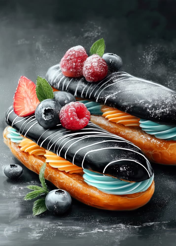 Dark Berry Éclairs by Justyna Jaszke — canvas wall art