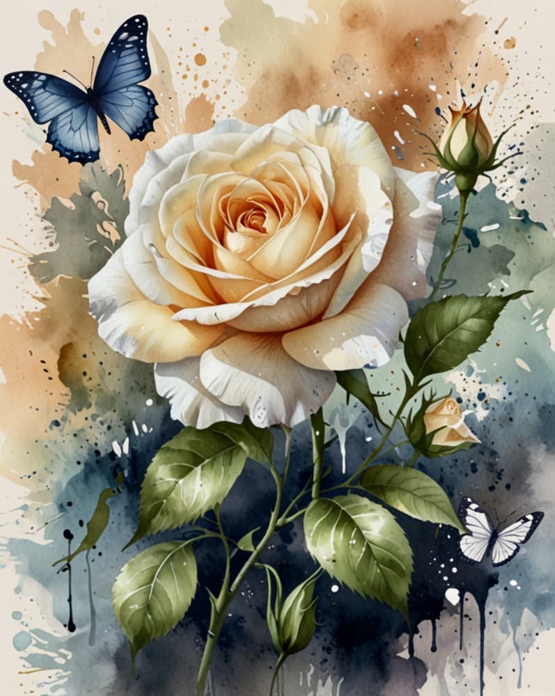 Elegant Rose Butterflies by Anda Bieza — canvas wall art