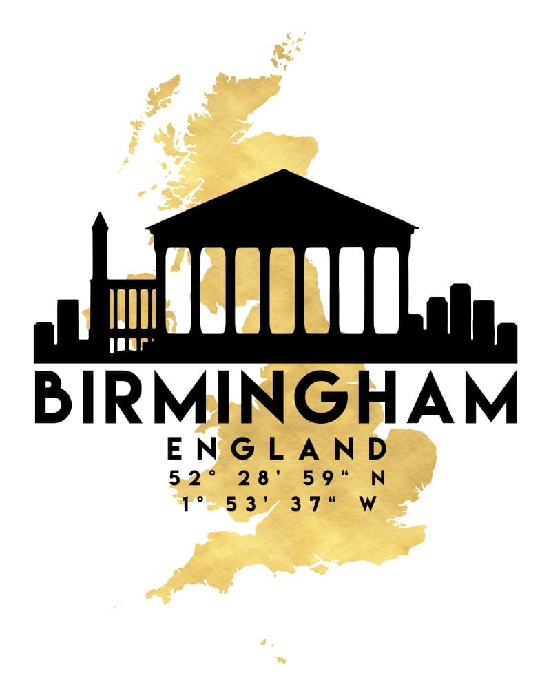 Birmingham Gold Map Skyline by Emiliano Deificus — canvas wall art