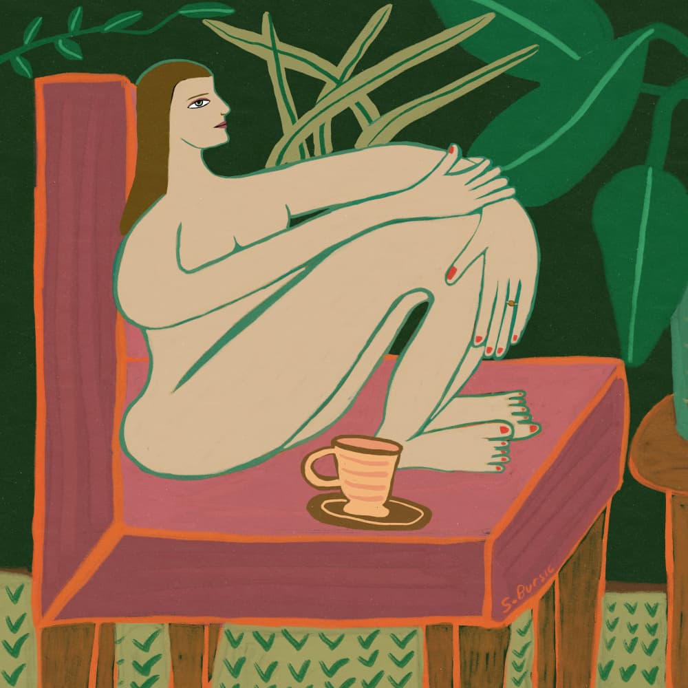 Relaxed Nude With Plants by Sharyn Bursic — canvas wall art