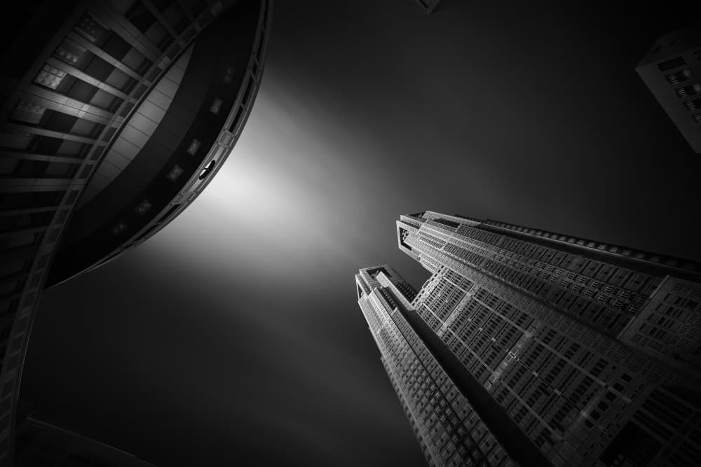 Monochrome Urban Ascent by Yoshihiko Wada — canvas wall art