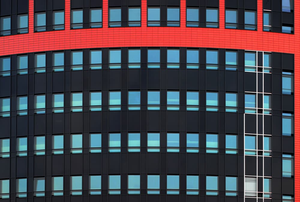 Red Banded Building by Hans-Wolfgang Hawerkamp — canvas wall art