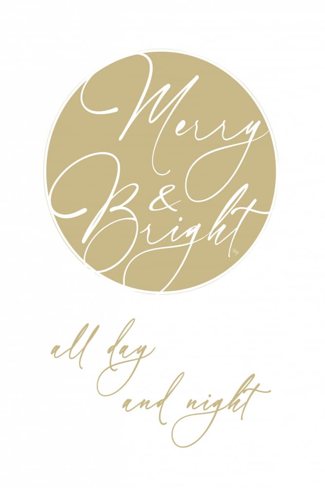 Merry Bright Gold Script by Martina — canvas wall art