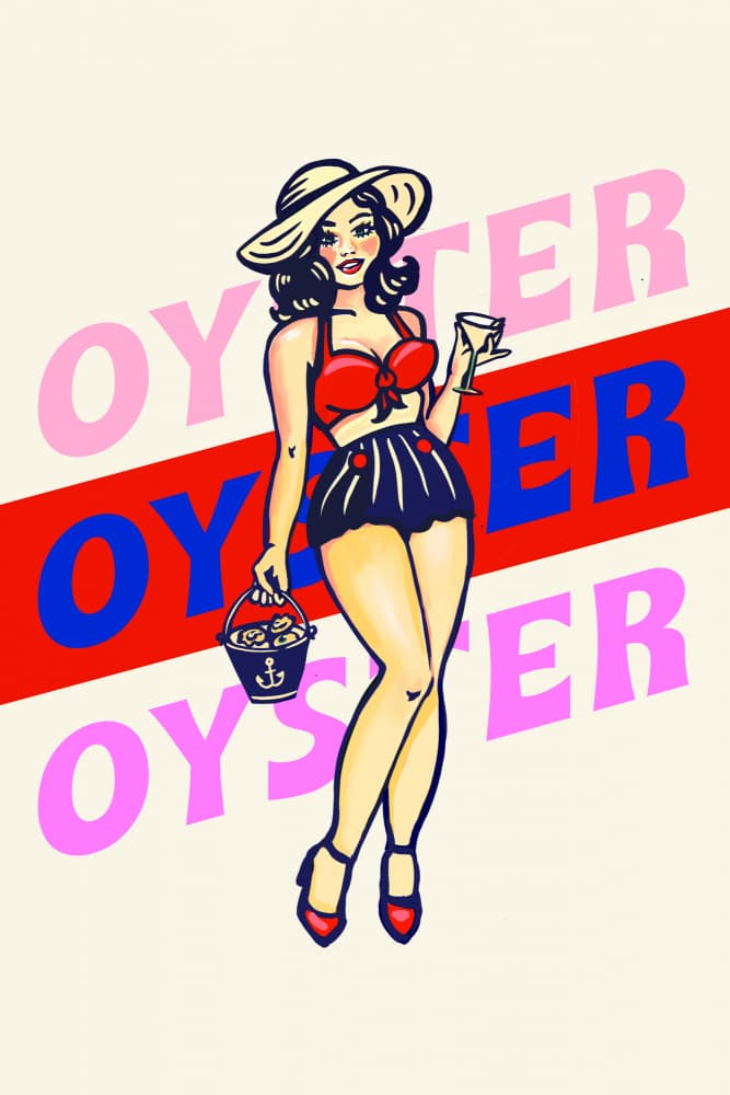 Vintage Oyster Pinup by The Whiskey Ginger — canvas wall art