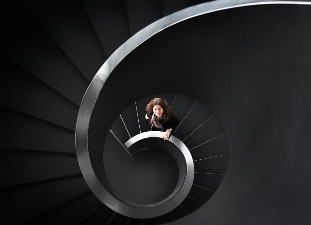 Woman on Dark Spiral by Jorge Pimenta — canvas wall art