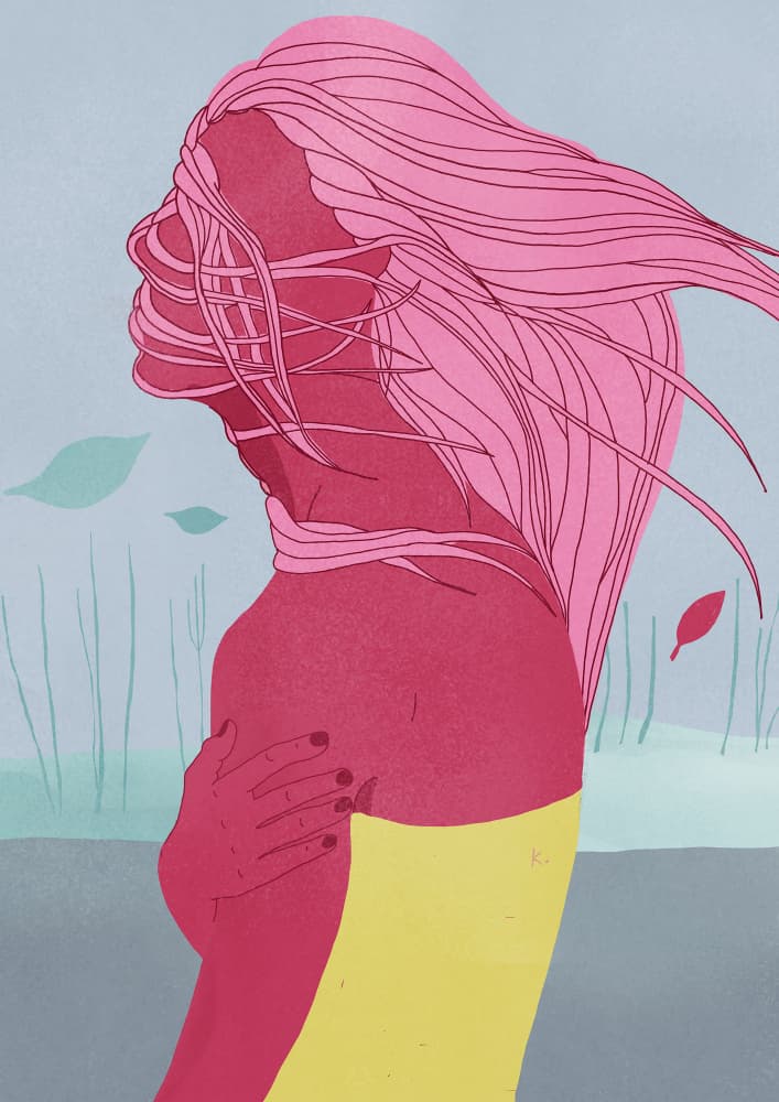 Pink Hair Wind Embrace by Sylwia Kubus — canvas wall art