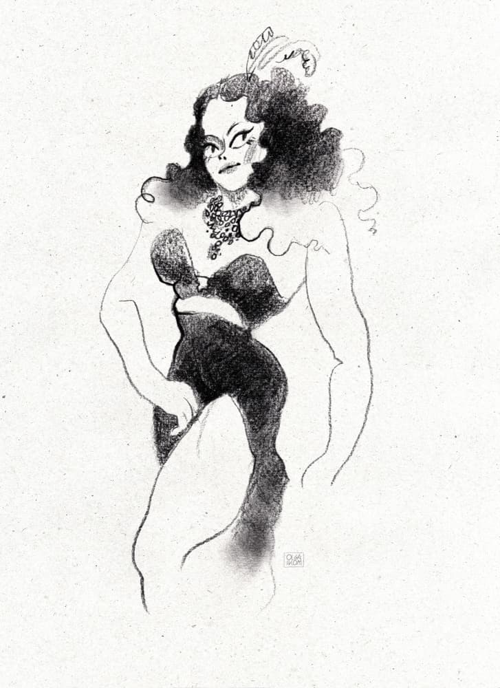 Retro Burlesque Diva by Olga Skomorokhova — canvas wall art
