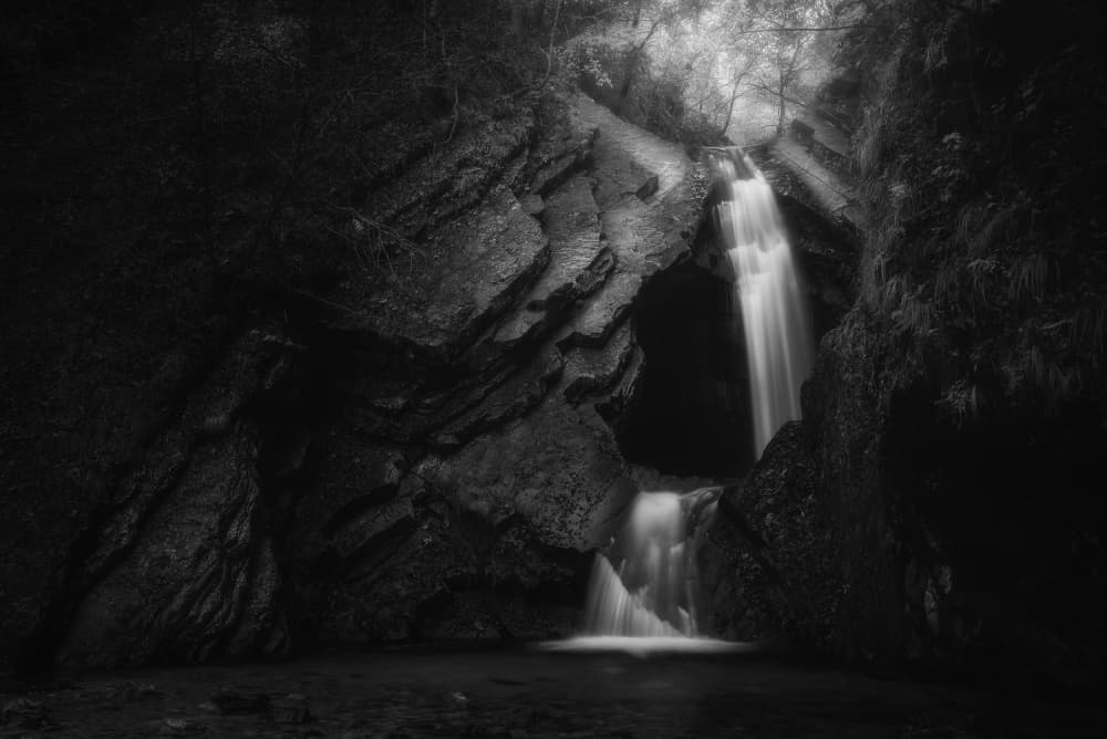Dark Gorge Waterfall by Thomas de Franzoni — canvas wall art