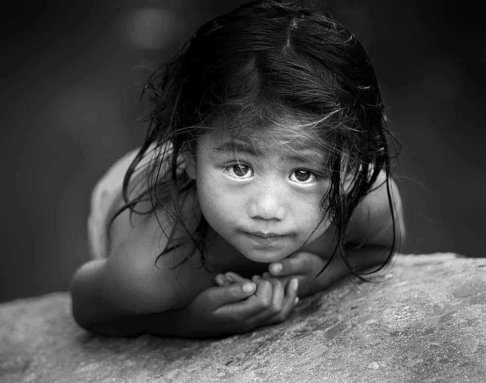 Pensive Child Gaze by Izidor Gasperlin — canvas wall art