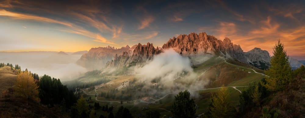 Sunrise Over Misty Peaks by Bing Li — canvas wall art