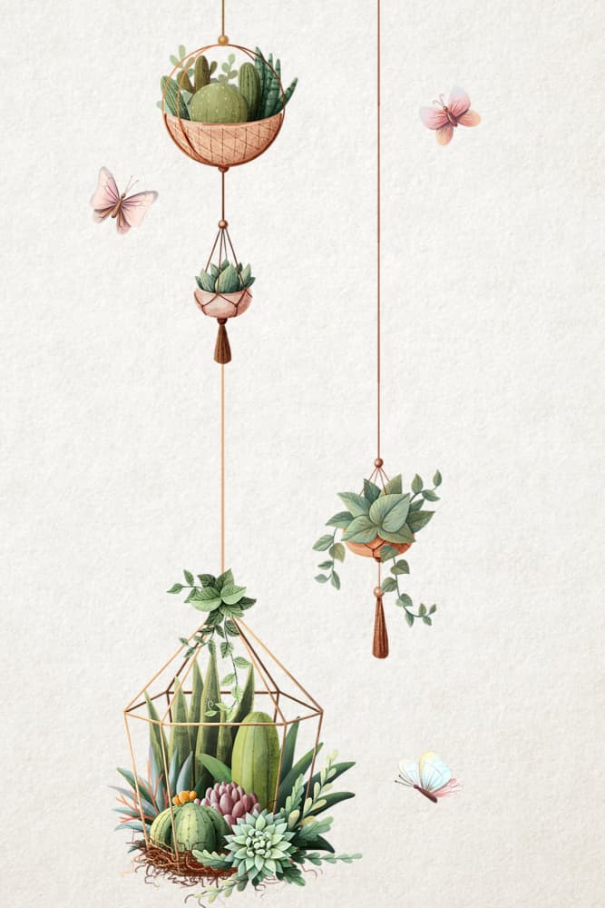 Boho Hanging Succulents by Xuan Thai — canvas wall art