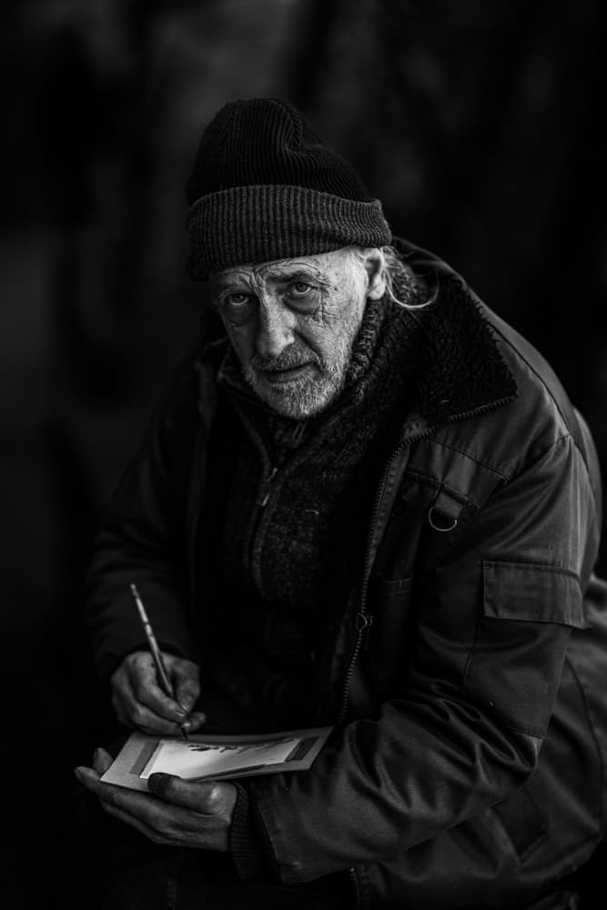 Elderly Street Artist by Marija Kordić — canvas wall art