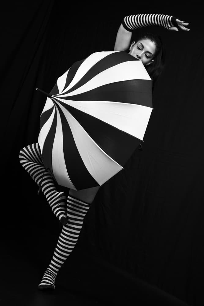 Elegant Striped Umbrella by Eyal Alcalay — canvas wall art