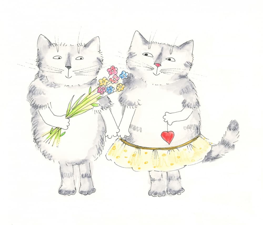Cat Love Blossoms by Isabelle Brent — canvas wall art