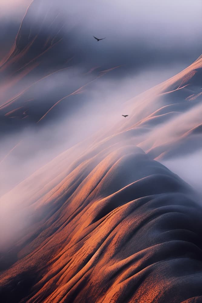 Golden Misty Hills by Manu Allicot — canvas wall art