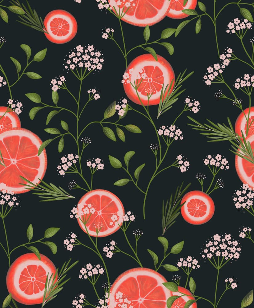 Elderflowers and Oranges Black 2 by Anis Illustration — canvas wall art