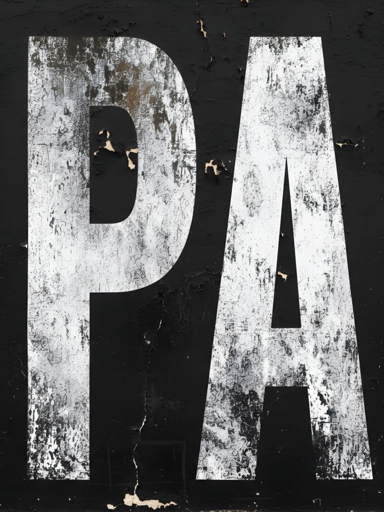 Distressed Black White Letters by HUGO — canvas wall art