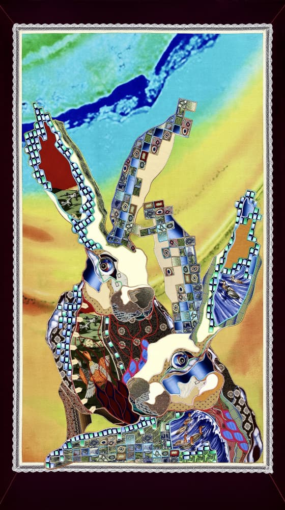 Vibrant Mosaic Rabbits by Kostyantin Malginov — canvas wall art