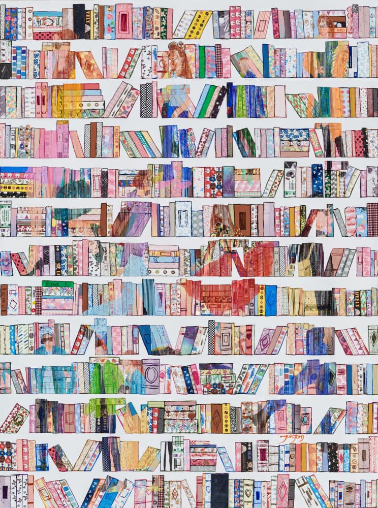 Colorful Bookshelf Patterns by Jukyong Park — canvas wall art