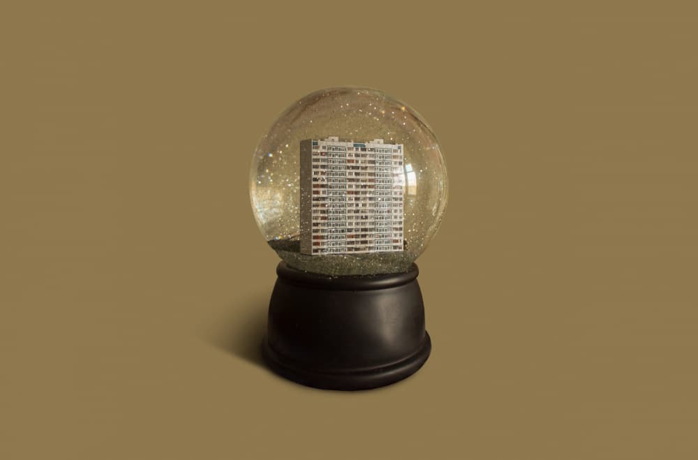 Apartment Block Snow Globe by Artem Pozdniakov — canvas wall art