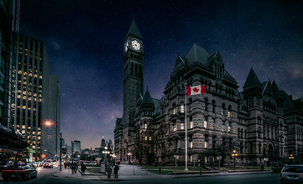Historic Clock Tower Night by Jackson Carvalho — canvas wall art