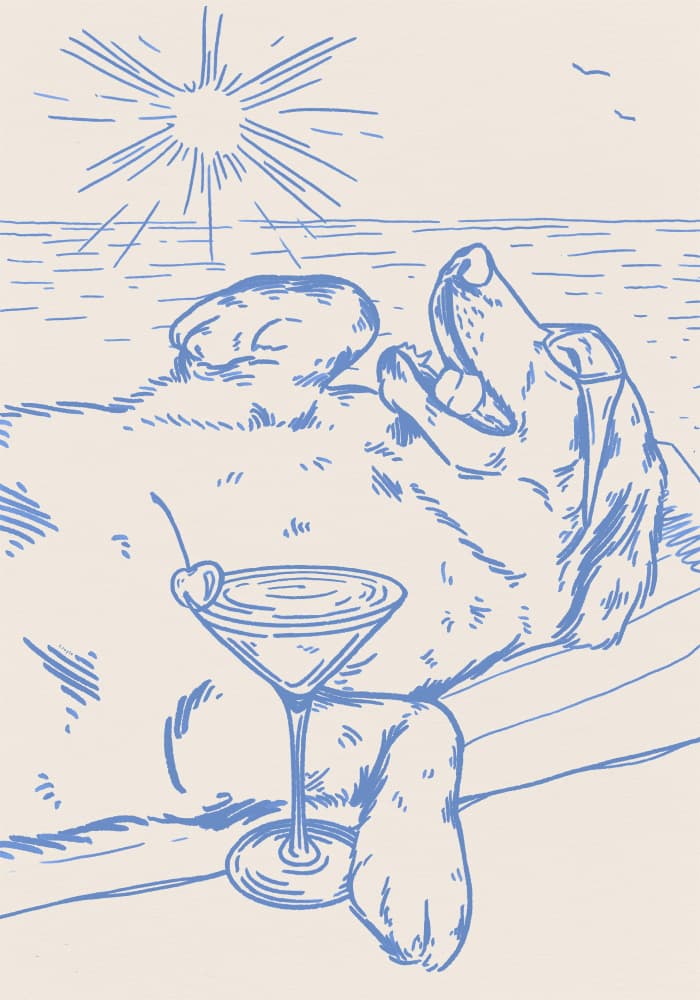 Relaxing Beach Dog by Tara Royle — canvas wall art