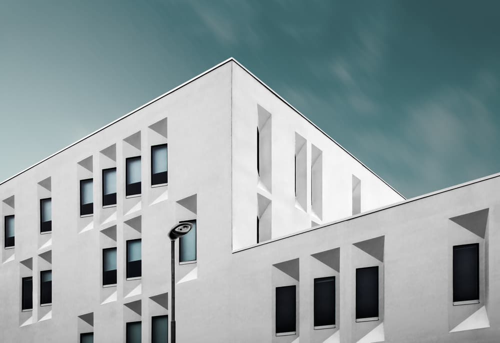 Modern Geometric Building by Gilbert Claes — canvas wall art