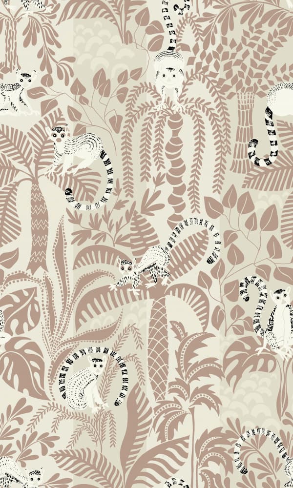 Playful Jungle Lemurs by Annick — canvas wall art