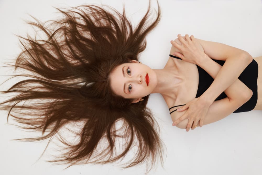 Graceful Woman Long Hair by Tsutomu Sakamoto — canvas wall art