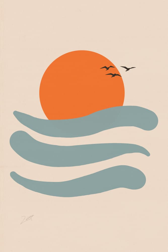 Minimalist Ocean Sunset by zarish chaudhry — canvas wall art