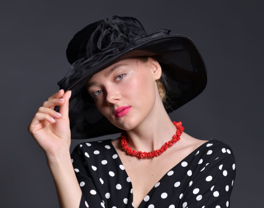 Elegant Woman Red Necklace by Yoram GIL — canvas wall art