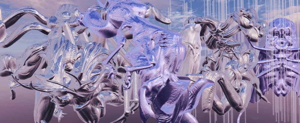 Surreal Chrome Skeletons by Veronika Che — canvas wall art