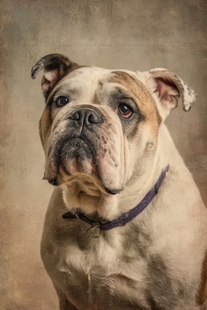 Soulful Bulldog Portrait by Rafal Kulik — canvas wall art